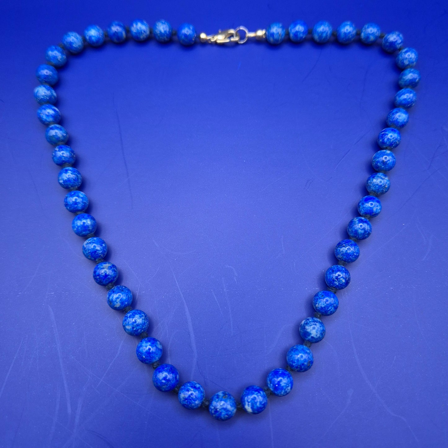 Vintage Kette Lapislazuli Perlenkette Blau Boho Klassisch