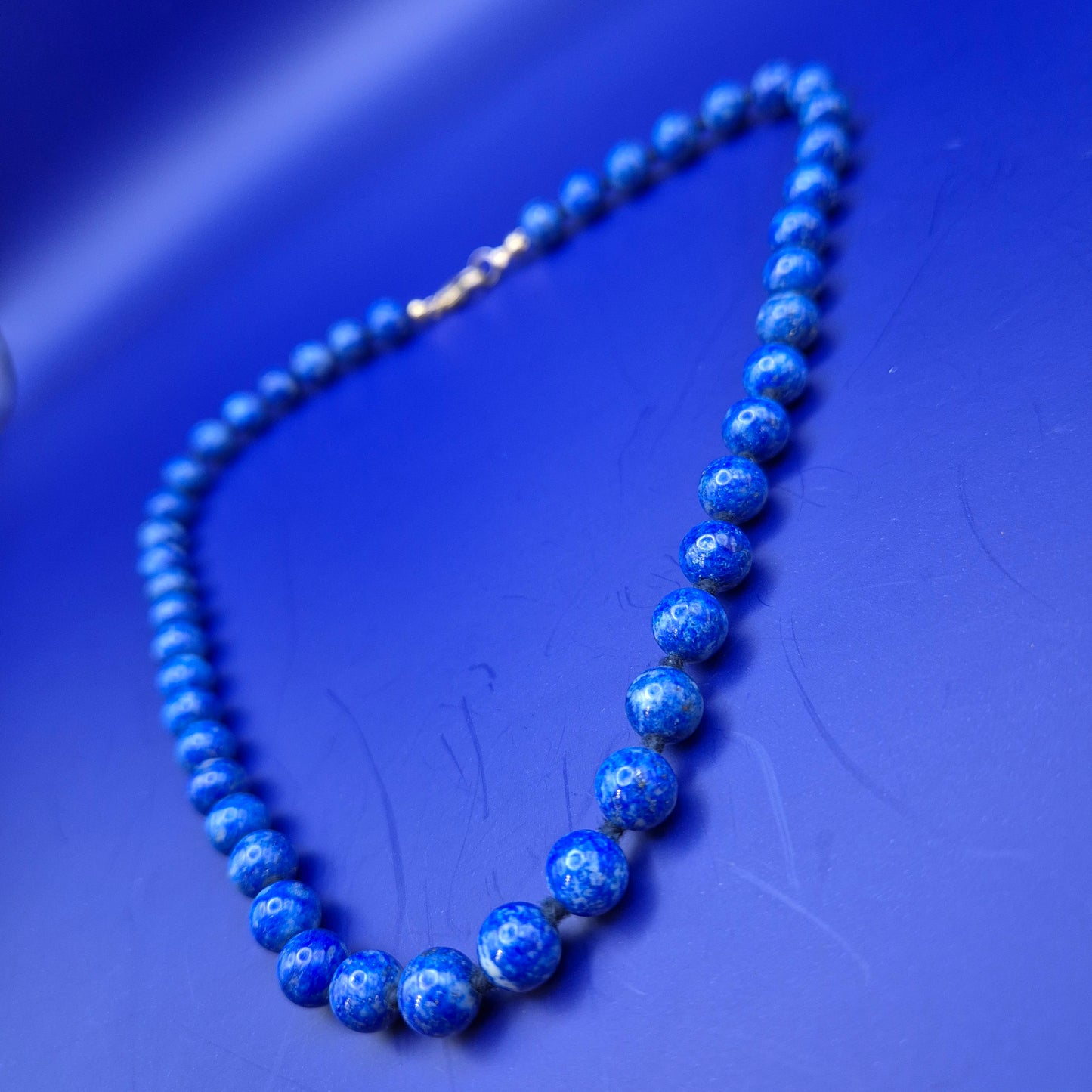 Vintage Kette Lapislazuli Perlenkette Blau Boho Klassisch