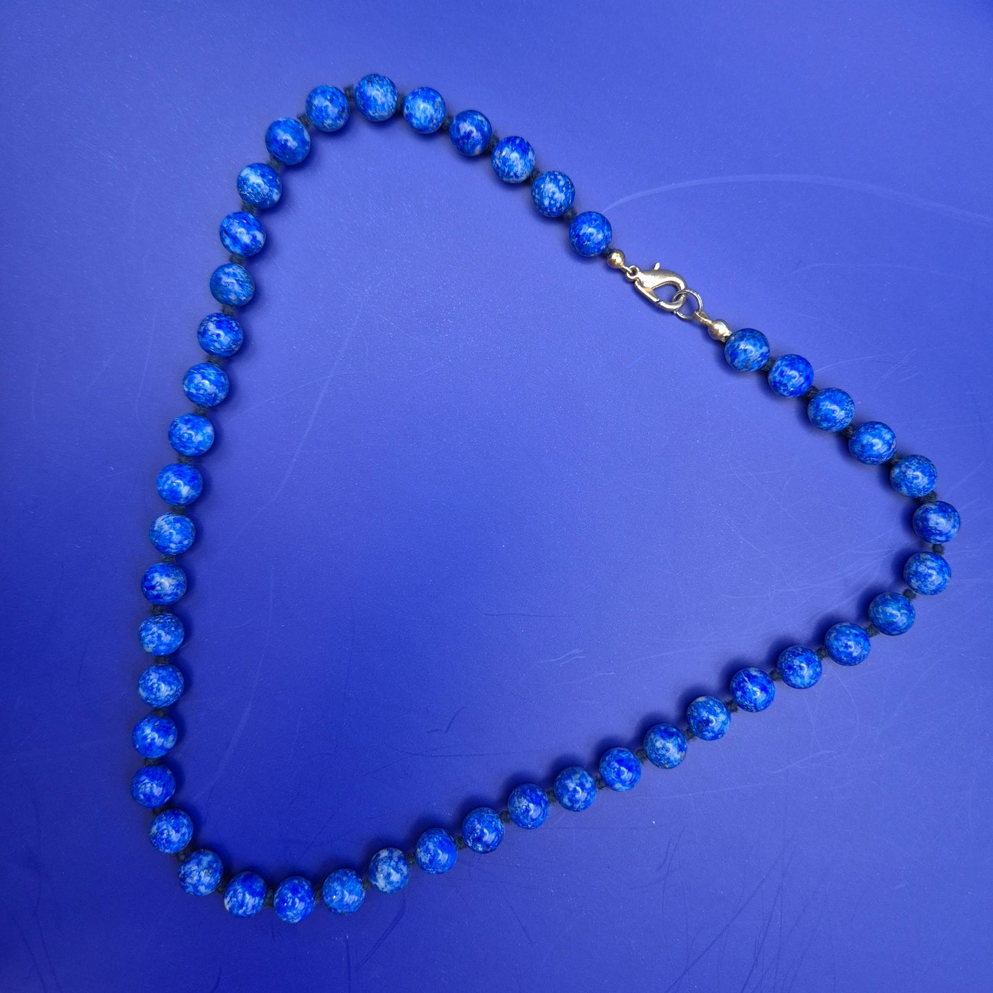 Vintage Kette Lapislazuli Perlenkette Blau Boho Klassisch