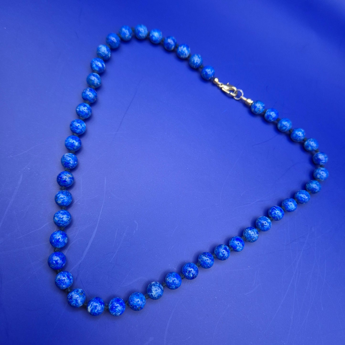 Vintage Kette Lapislazuli Perlenkette Blau Boho Klassisch