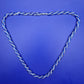 Vintage Kette Blau Weiß gedrehtes Design Glasperlen 45 cm