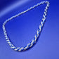 Vintage Kette Blau Weiß gedrehtes Design Glasperlen 45 cm