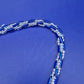 Vintage Kette Blau Weiß gedrehtes Design Glasperlen 45 cm