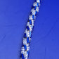 Vintage Kette Blau Weiß gedrehtes Design Glasperlen 45 cm