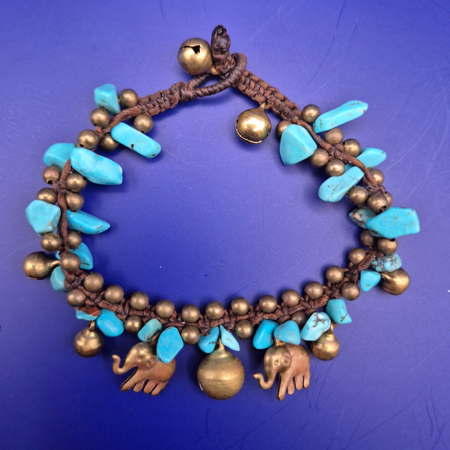 Boho Style Armband mit Elefanten Anhängern und Türkis Steinen
