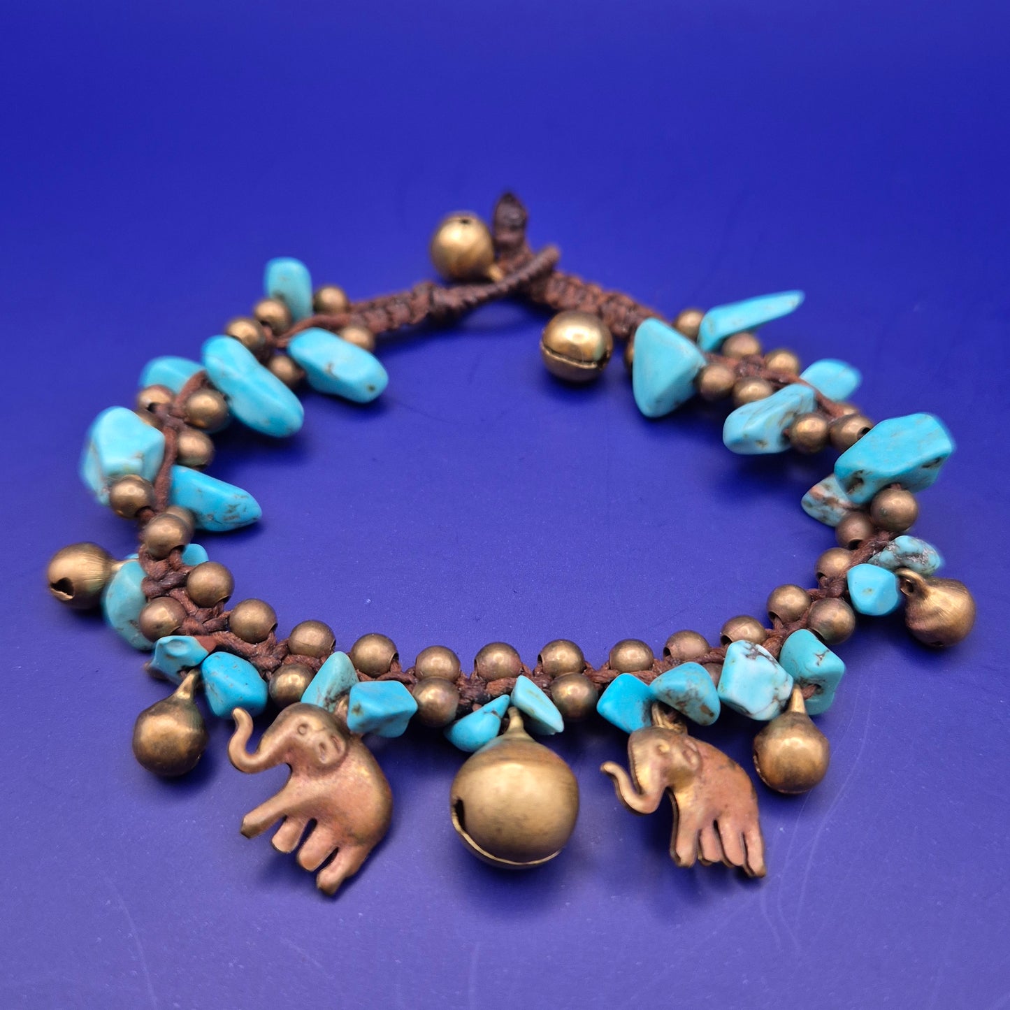 Boho Style Armband mit Elefanten Anhängern und Türkis Steinen