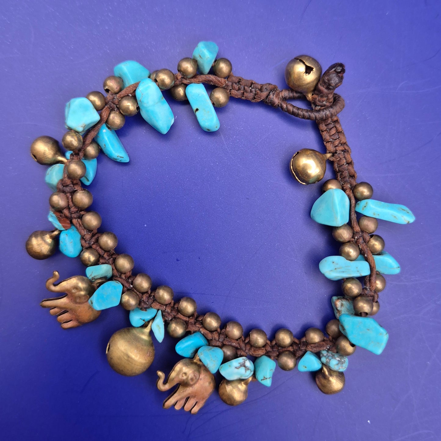 Boho Style Armband mit Elefanten Anhängern und Türkis Steinen