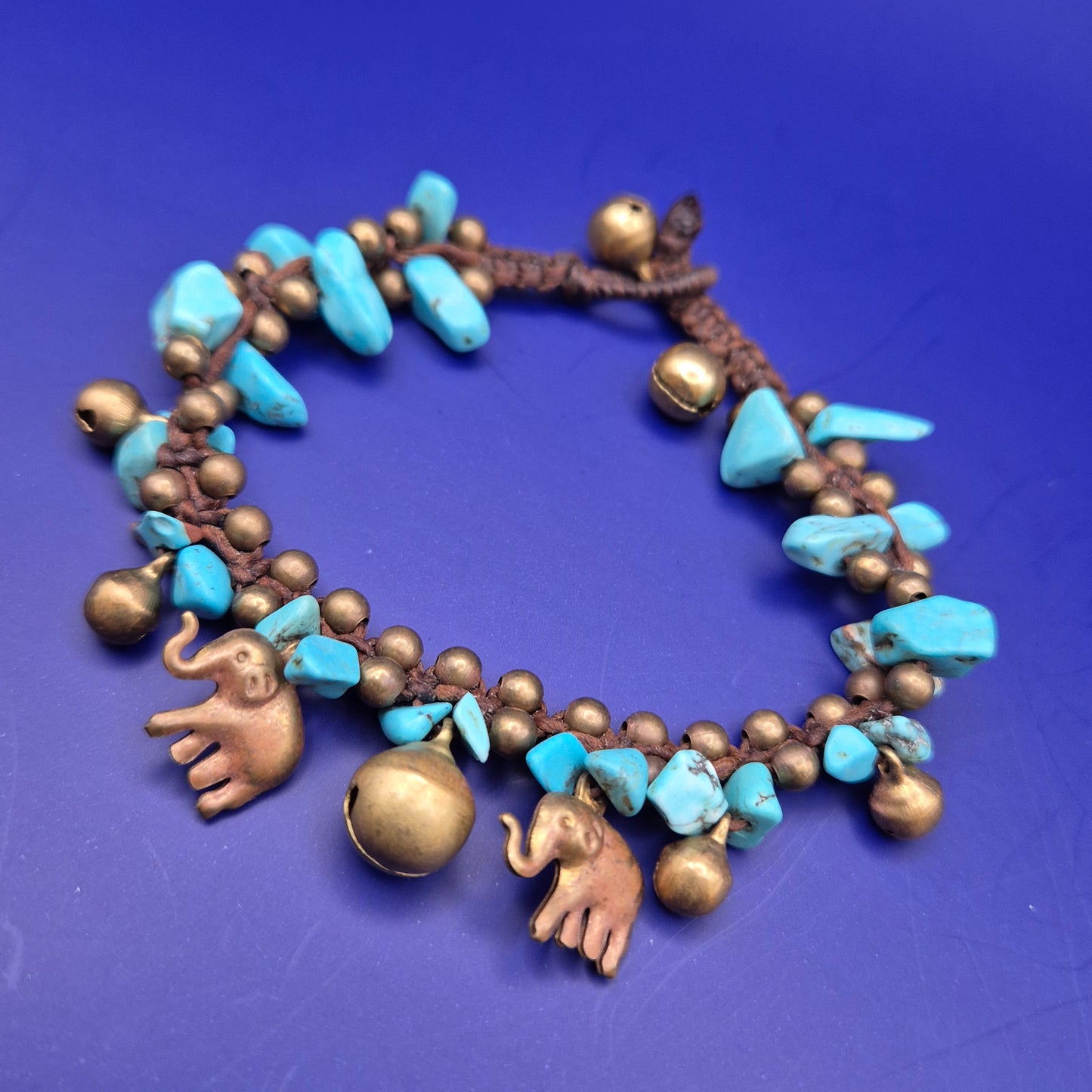 Boho Style Armband mit Elefanten Anhängern und Türkis Steinen