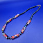 Vintage Millefiori Glas Perlenkette mit schwarzen Glasperlen