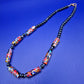 Vintage Millefiori Glas Perlenkette mit schwarzen Glasperlen