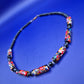 Vintage Millefiori Glas Perlenkette mit schwarzen Glasperlen