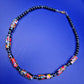 Vintage Millefiori Glas Perlenkette mit schwarzen Glasperlen