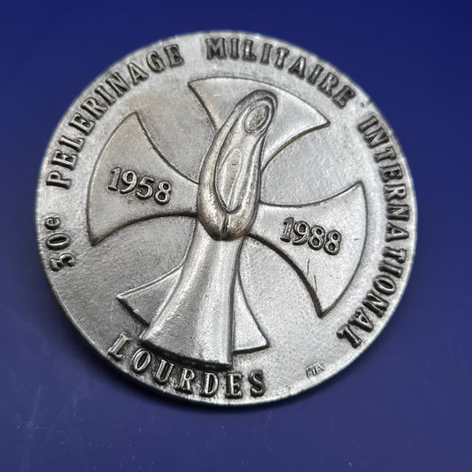 Vintage Medaille Pelerinage Militaire International Lourdes 1958-1988