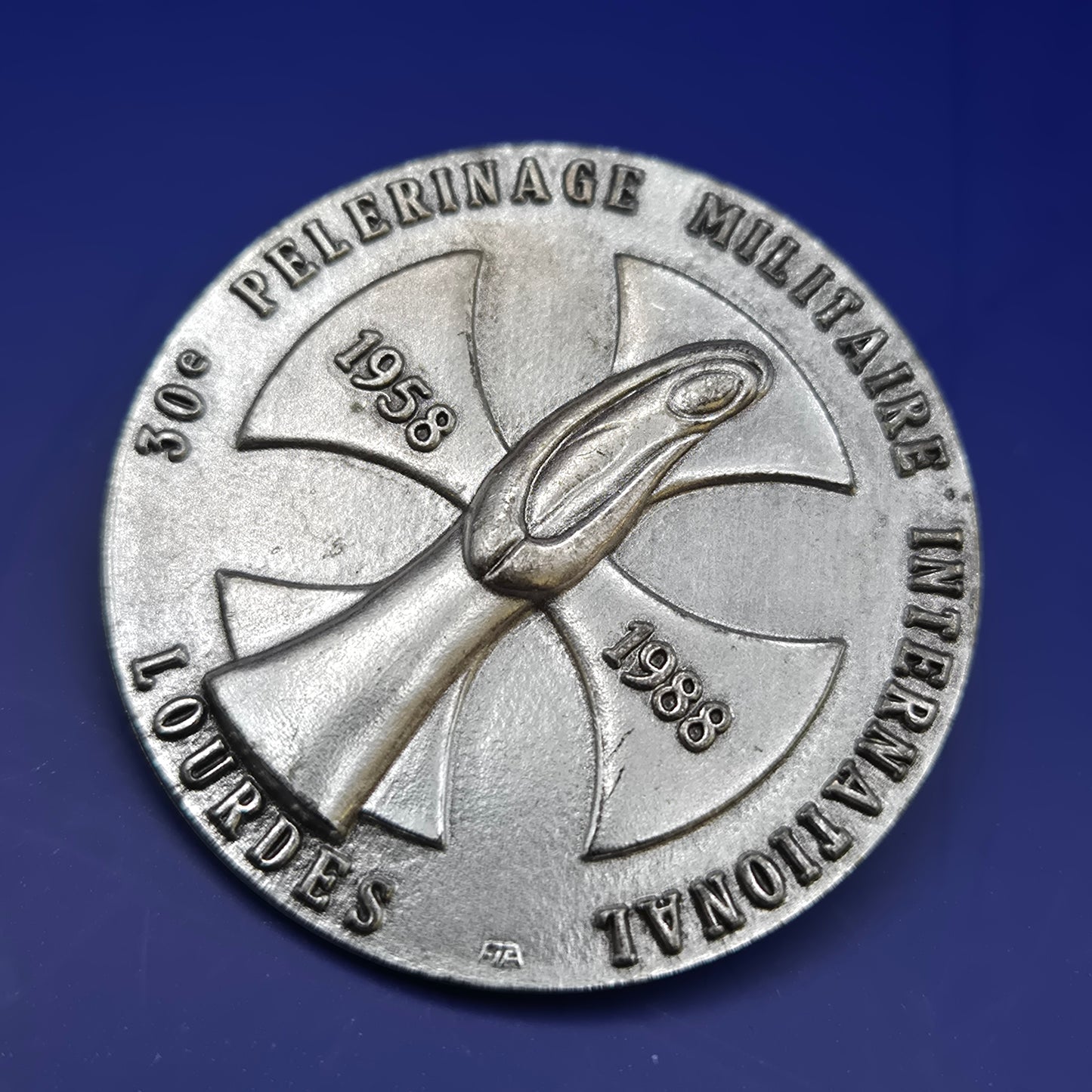Vintage Medaille Pelerinage Militaire International Lourdes 1958-1988