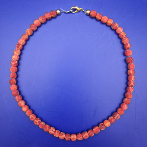 Vintage Korallen Optik Perlenkette Kette in Rot Orange