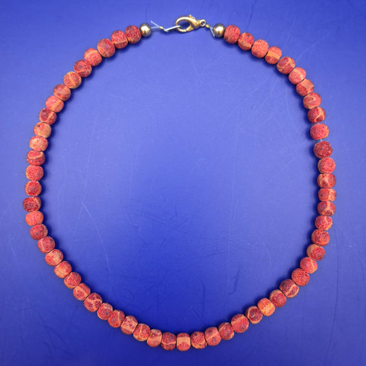 Vintage Korallen Optik Perlenkette Kette in Rot Orange
