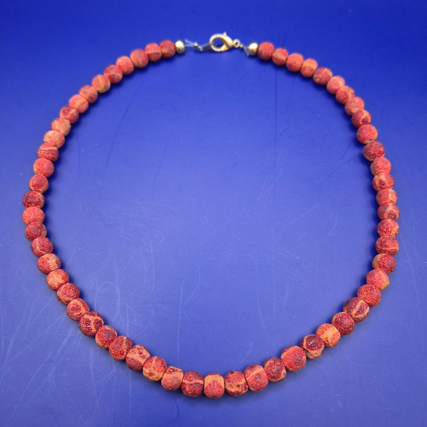 Vintage Korallen Optik Perlenkette Kette in Rot Orange