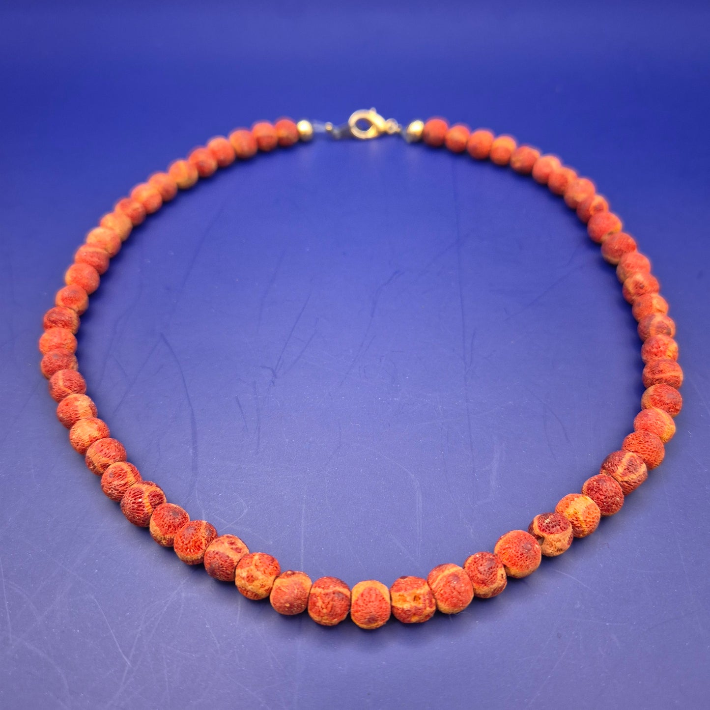 Vintage Korallen Optik Perlenkette Kette in Rot Orange