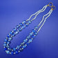 Elegante Vintage Lapislazuli und Perlen Doppelketten Halskette