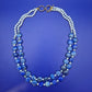 Elegante Vintage Lapislazuli und Perlen Doppelketten Halskette