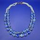 Elegante Vintage Lapislazuli und Perlen Doppelketten Halskette