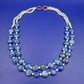 Elegante Vintage Lapislazuli und Perlen Doppelketten Halskette