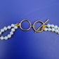 Elegante Vintage Lapislazuli und Perlen Doppelketten Halskette