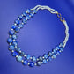 Elegante Vintage Lapislazuli und Perlen Doppelketten Halskette