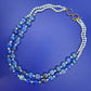 Elegante Vintage Lapislazuli und Perlen Doppelketten Halskette