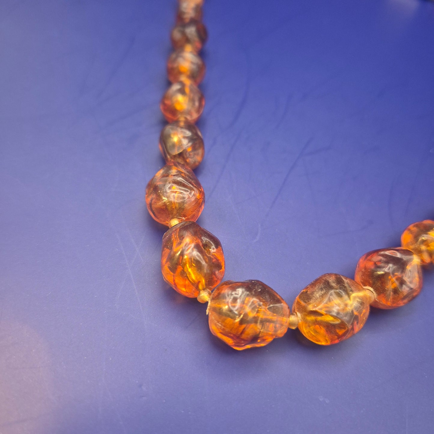 Vintage Bernstein Kette facettierte Kugeln honigfarbenes Design