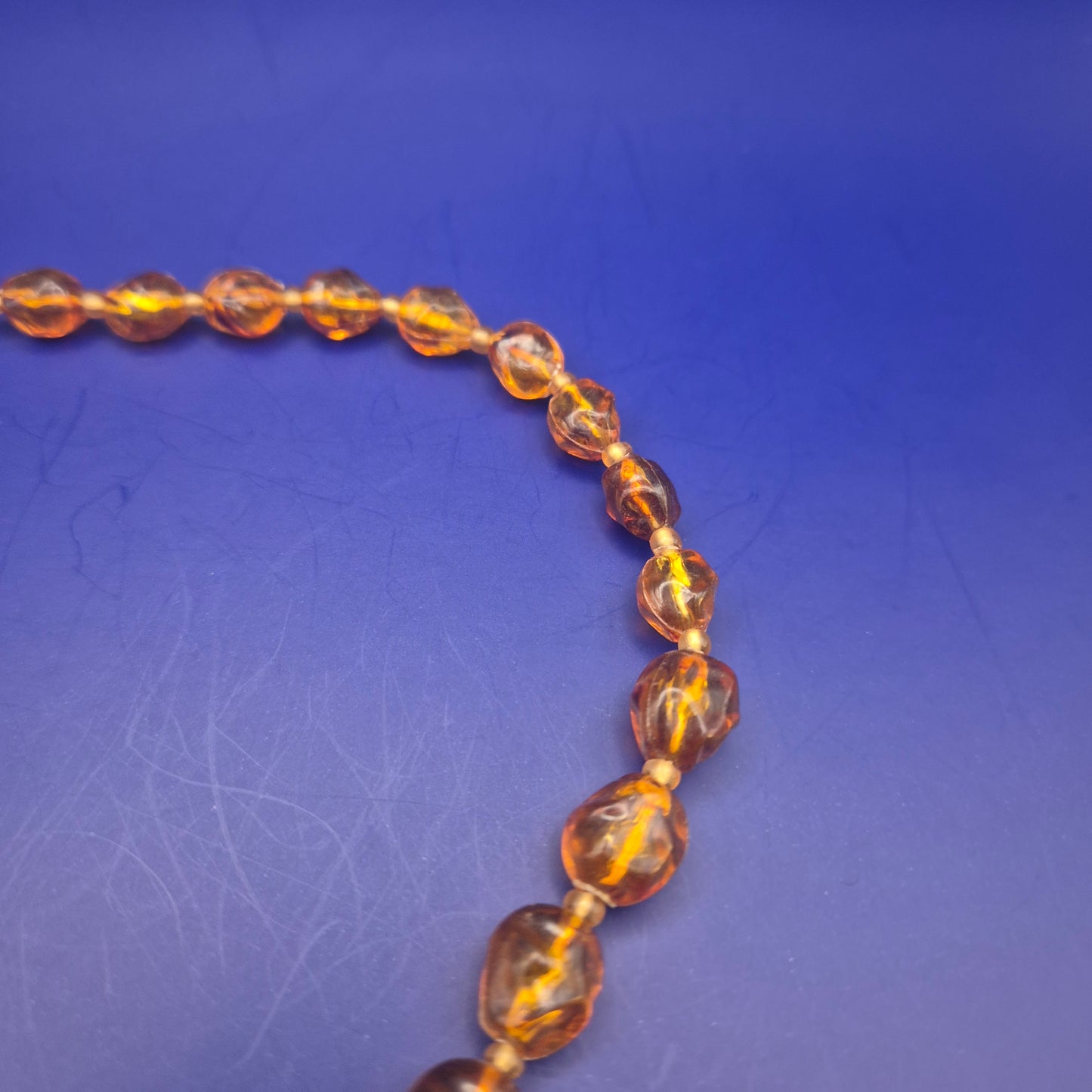 Vintage Bernstein Kette facettierte Kugeln honigfarbenes Design