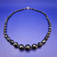 Elegante Vintage Collier Kette mit facettierten schwarzen Perlen