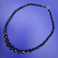 Elegante Vintage Collier Kette mit facettierten schwarzen Perlen