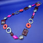 Statementkette mit geometrischen Elementen Pink Orange Braun