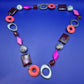Statementkette mit geometrischen Elementen Pink Orange Braun