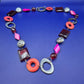 Statementkette mit geometrischen Elementen Pink Orange Braun