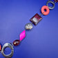 Statementkette mit geometrischen Elementen Pink Orange Braun