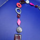 Statementkette mit geometrischen Elementen Pink Orange Braun