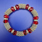 Vintage Stretch Armband mit roten Kristallperlen und Silber-Elementen