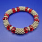 Vintage Stretch Armband mit roten Kristallperlen und Silber-Elementen
