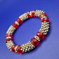 Vintage Stretch Armband mit roten Kristallperlen und Silber-Elementen