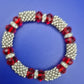Vintage Stretch Armband mit roten Kristallperlen und Silber-Elementen