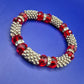 Vintage Stretch Armband mit roten Kristallperlen und Silber-Elementen