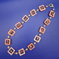 Vintage Statement Kette mit rosa Quadrat-Elementen und Perlen