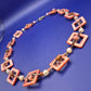 Vintage Statement Kette mit rosa Quadrat-Elementen und Perlen