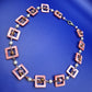 Vintage Statement Kette mit rosa Quadrat-Elementen und Perlen