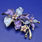 Vintage Emaille Brosche Blumen Design mit Strass Steinen