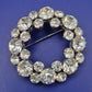 Vintage Kristall Brosche Rund Design Silberfarben