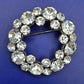 Vintage Kristall Brosche Rund Design Silberfarben