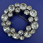Vintage Kristall Brosche Rund Design Silberfarben